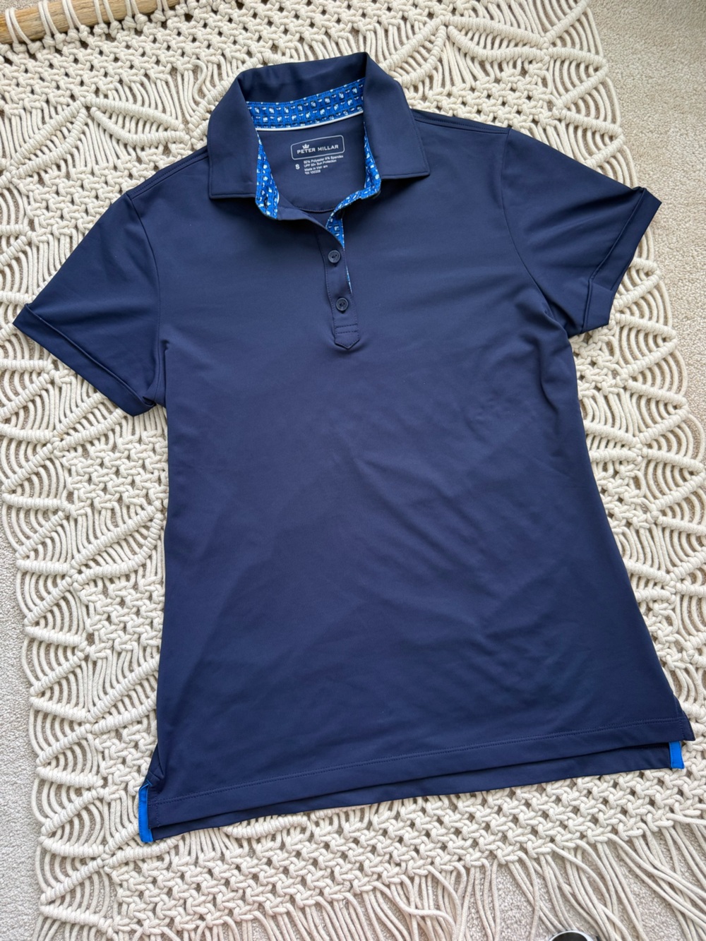 Peter Millar Women’s Navy Performance Golf Polo Shirt Size S UPF 50+